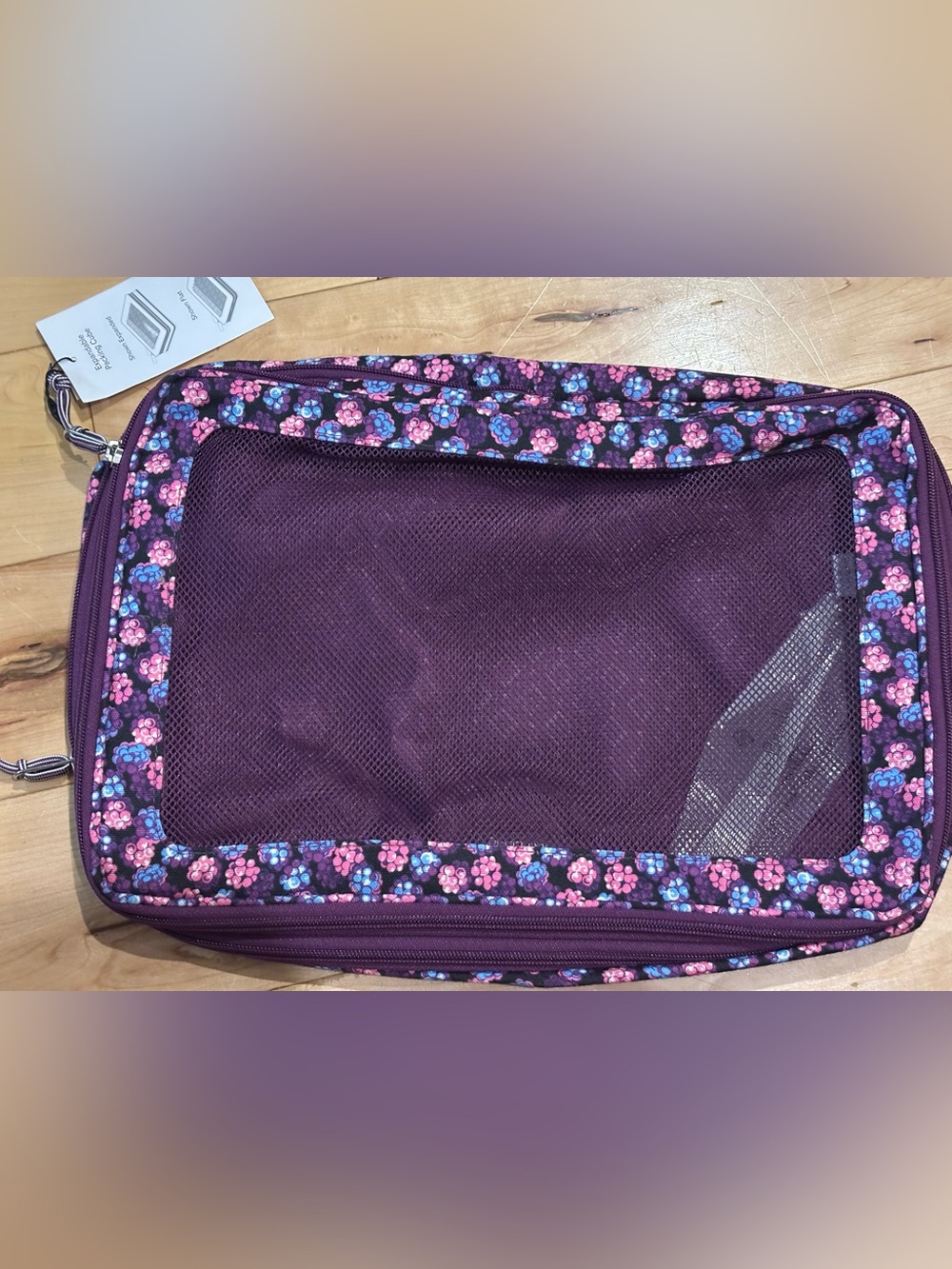 Vera Bradley Plum Floral Mesh Travel Packing Cube